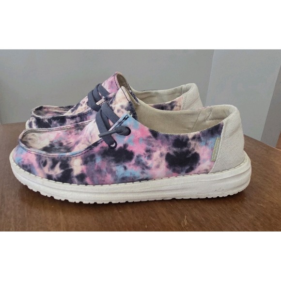 Hey Dude Shoes - Hey Dude Tie Dye Womens 6‎ Navy Blue Pink Orange Sky Blue